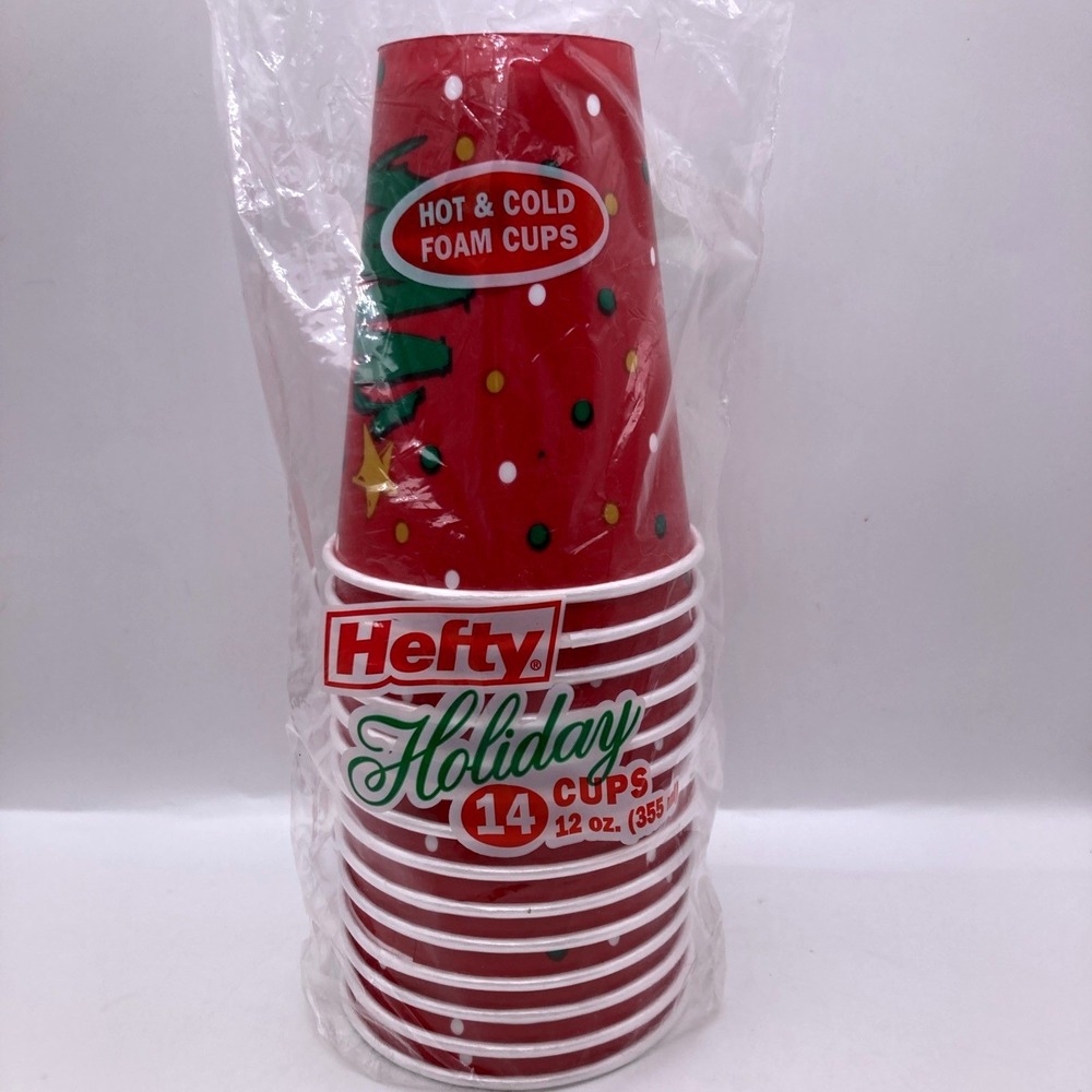 3 sets of Vintage (14)Hefty Styrofoam Christmas Drinking Cups New Xmas tree USA